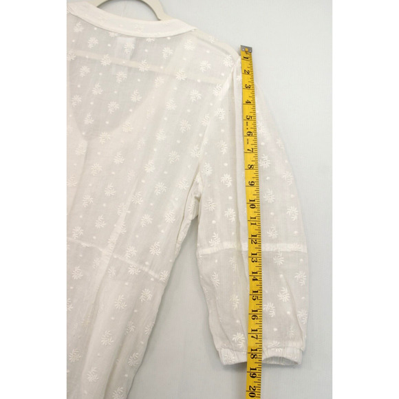 Cabi Sheer Midsummer Dress Eyelet Embroidered Floral Button Front Women 8 Cream - Picture 8 of 13